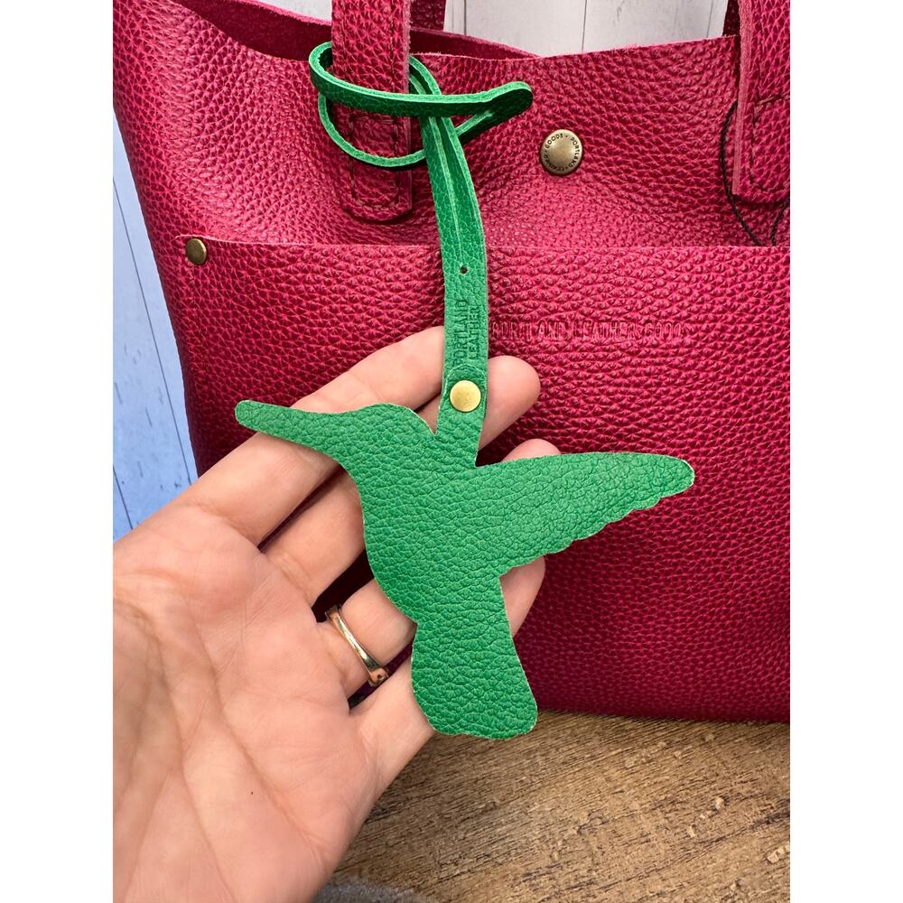 Portland Leather Hummingbird Bag Charm JOLLY GREEN Purse Charm FAST SHIP - Picture 3 of 4